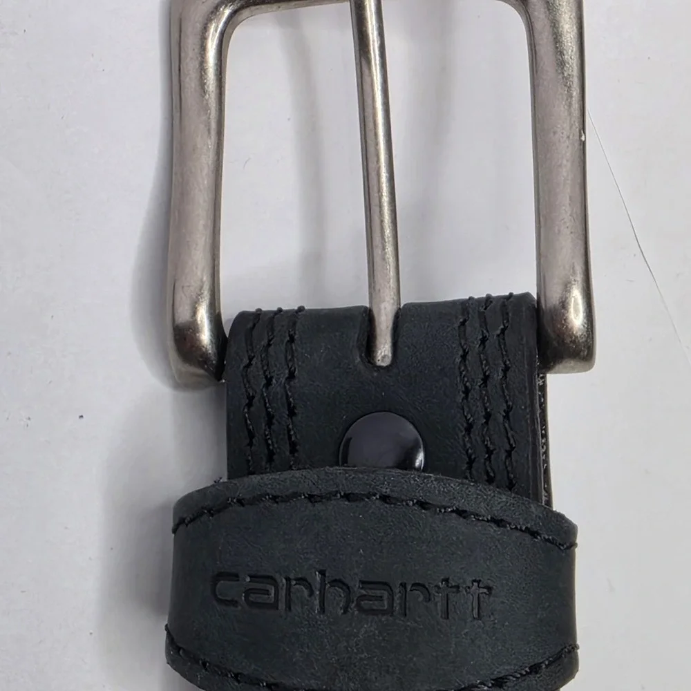 Carhartt Belt Grayish Black Top Grain Leather Size 34 Measures 40